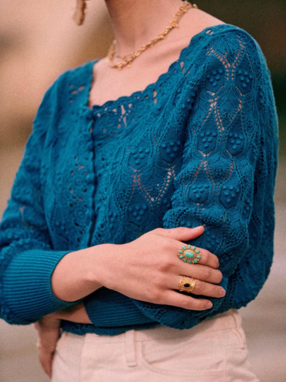 Sézane Anika jumper in peacock blue - Picture 4 of 8